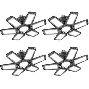 4 Pack Garage Light - 180W 18000 LM 6500K Deformable Garage Lights Ceiling LED with 6+1 Adjustable Panels, Shop Lights E26/E27 Screw Socket for workshops, Parking, Basement, Storage Room 4 Pack Garage Light - 180W 18000 LM 6500K Deformable Garage Lights Ceiling LED with 6+1 Adjustable Panels, Shop Lights E26/E27 Screw Socket for workshops, Parking, Basement, Storage Room