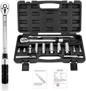 14PCS 3/8" Drive Spark Plug Socket Set Includes 2 Magnetic Sockets (14mm, 16mm) & 5 Rubber-Grip Sockets + Torque Wrench (5-45 Lb.ft), Swivel Joint & Extension Bar CR-V Steel 14PCS 3/8" Drive Spark Plug Socket Set Includes 2 Magnetic Sockets (14mm, 16mm) & 5 Rubber-Grip Sockets + Torque Wrench (5-45 Lb.ft), Swivel Joint & Extension Bar CR-V Steel
