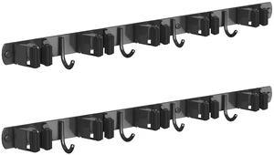 2 Pack Mop and Broom Holder Wall Mount for Kitchen Garden Garage Laundry Stainless Steel, Non-slip Broom Hanger Wall Mount, Heavy Duty Mop Broom Organizer, Black, 5 Racks 4 Hooks 2 Pack Mop and Broom Holder Wall Mount for Kitchen Garden Garage Laundry Stainless Steel, Non-slip Broom Hanger Wall Mount, Heavy Duty Mop Broom Organizer, Black, 5 Racks 4 Hooks