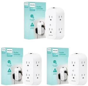 6-Outlet Extender, Grounded Wall Tap, Reset Button, Circuit Breaker, Adapter Spaced Outlets, 3-Prong, Multiple Plug, Quick and Easy Install, Cruise Essentials, ETL Listed, White, SPS1460WA/37 6-Outlet Extender, Grounded Wall Tap, Reset Button, Circuit Breaker, Adapter Spaced Outlets, 3-Prong, Multiple Plug, Quick and Easy Install, Cruise Essentials, ETL Listed, White, SPS1460WA/37