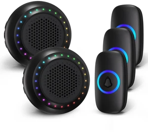 Wireless Doorbell, Wireless Doorbell for Classroom 3 Buttons 2 Receivers Operating at 1000 ft Range, 48 Melodies 5 Volume Levels & LED Flash, Waterproof Doorbell Chime Kits for Home Wireless Doorbell, Wireless Doorbell for Classroom 3 Buttons 2 Receivers Operating at 1000 ft Range, 48 Melodies 5 Volume Levels & LED Flash, Waterproof Doorbell Chime Kits for Home