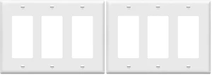 Decorator Light Switch or Receptacle Outlet Wall Plate, Gloss Finish, Size 3-Gang 4.50" x 6.38", Polycarbonate Thermoplastic, 8833-W, White (Pack of 2) Decorator Light Switch or Receptacle Outlet Wall Plate, Gloss Finish, Size 3-Gang 4.50" x 6.38", Polycarbonate Thermoplastic, 8833-W, White (Pack of 2)