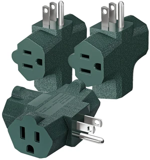 3 Outlet Grounding Adapter, Heavy Duty Plug Extender 3 Pack Green 3 Outlet Grounding Adapter, Heavy Duty Plug Extender 3 Pack Green