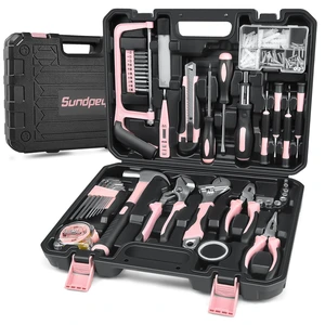 148 Pcs Portable Basic Hand Repair Home Tool Kit Set with Case Pink with Ratchet Screwdriver & Adjustable Wrench & Water Pump Pliers, Women Tool Set for Household House Garage Apartment Dorm 148 Pcs Portable Basic Hand Repair Home Tool Kit Set with Case Pink with Ratchet Screwdriver & Adjustable Wrench & Water Pump Pliers, Women Tool Set for Household House Garage Apartment Dorm