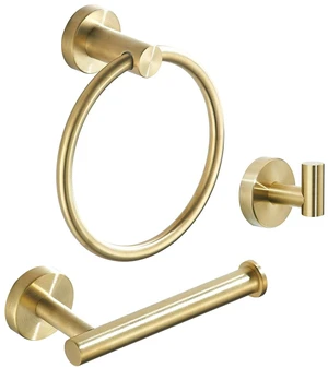 Gold Bathroom Hardware, Toilet Paper Holder Towel Ring and Robe Hook Brushed Gold Bathroom Accessories Set Wall Mount 3 Pieces Stainless Steel1 Gold Bathroom Hardware, Toilet Paper Holder Towel Ring and Robe Hook Brushed Gold Bathroom Accessories Set Wall Mount 3 Pieces Stainless Steel1