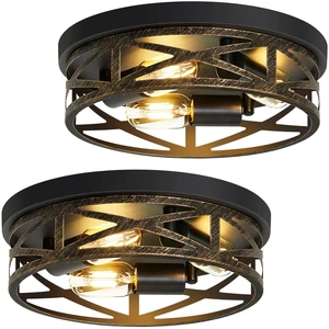 2 Pack Flush Mount Ceiling Light,3-Light Vintage Farmhouse Ceiling Light,Kitchen Lighting Fixtures,Light Fixtures Ceiling Mount for Hallway,Entryway,Bedroom,E26 Base 2 Pack Flush Mount Ceiling Light,3-Light Vintage Farmhouse Ceiling Light,Kitchen Lighting Fixtures,Light Fixtures Ceiling Mount for Hallway,Entryway,Bedroom,E26 Base