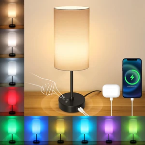 17Inch Table Lamp, 3 CCT 3000K/4500K/6500K & RGB Color Changing, Stepless Dimmable Bedside Lamp for Reading, Ambience Nightstand Light for Home Decor Party, White Shade 17Inch Table Lamp, 3 CCT 3000K/4500K/6500K & RGB Color Changing, Stepless Dimmable Bedside Lamp for Reading, Ambience Nightstand Light for Home Decor Party, White Shade