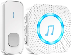 Wireless Doorbell with 1 Button 1 Receiver,Door Bell,1300FT/400M Ultra-Long Range,55 Chimes 5 Volume,IP55 Waterproof,110 db Extra Loud with Flashing Light,For Home/Classroom/Office/Warehouse Wireless Doorbell with 1 Button 1 Receiver,Door Bell,1300FT/400M Ultra-Long Range,55 Chimes 5 Volume,IP55 Waterproof,110 db Extra Loud with Flashing Light,For Home/Classroom/Office/Warehouse