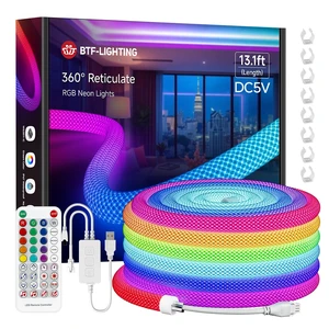 13.1FT WS2812B IC RGB Addressable Neon Rope Strip Kit DC5V IP67 360 Degree Round Reticulate Pattern Chasing Color WS2811 Flexible Rope Light with Bluetooth controller(No Adapter) 13.1FT WS2812B IC RGB Addressable Neon Rope Strip Kit DC5V IP67 360 Degree Round Reticulate Pattern Chasing Color WS2811 Flexible Rope Light with Bluetooth controller(No Adapter)