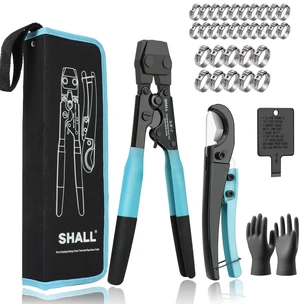 Pex Crimping Clamp Cinch Tool and Pipe Hose Cutter, Pipe Fitting Crimper Tool Kit Meets ASTM F2098 for 3/8" to 1" Stainless Steel Clamps Including 20pcs 1/2", 10pcs 3/4" Clamps With Storage Bag Pex Crimping Clamp Cinch Tool and Pipe Hose Cutter, Pipe Fitting Crimper Tool Kit Meets ASTM F2098 for 3/8" to 1" Stainless Steel Clamps Including 20pcs 1/2", 10pcs 3/4" Clamps With Storage Bag