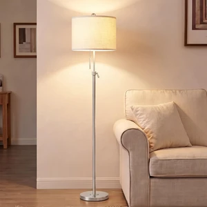 Brushed Nickel Floor Lamps for Living Room, 55"-67" Height Adjustable Modern Tall Lamp, 3-Way Dimmable Standing Lamp for Bedroom Office Reading Corner Home Decor, New House Warming Gifts Brushed Nickel Floor Lamps for Living Room, 55"-67" Height Adjustable Modern Tall Lamp, 3-Way Dimmable Standing Lamp for Bedroom Office Reading Corner Home Decor, New House Warming Gifts