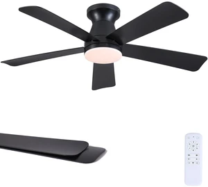 46"Modern Black Low Profile Flush Mount Ceiling Fans with Light and Remote Super Large Airflow with 6 Wind Speeds, Reversible, Dimmable 3CCT LED Light, Quiet 30W DC Motor,for Bedroom Kitchen 46"Modern Black Low Profile Flush Mount Ceiling Fans with Light and Remote Super Large Airflow with 6 Wind Speeds, Reversible, Dimmable 3CCT LED Light, Quiet 30W DC Motor,for Bedroom Kitchen