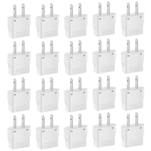 20 Pack European to US Plug Adapter, Type A Plug Adapter European to American, 220v to 110v Adapter Plug for Travel, Europe to USA Power Plug Converter, White 20 Pack European to US Plug Adapter, Type A Plug Adapter European to American, 220v to 110v Adapter Plug for Travel, Europe to USA Power Plug Converter, White