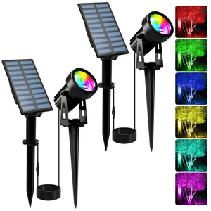 Solar Spotlights Outdoor RGB, 2 Pack Auto On/Off for Yard Tree Pathway Driveway Christmas Halloween Solar Spotlights Outdoor RGB, 2 Pack Auto On/Off for Yard Tree Pathway Driveway Christmas Halloween