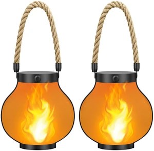 Larger Gen2 Solar Lanterns Outdoor Waterproof with Ultra-Real Flame USB/Solar Charging & 2-Mode, Waterproof Decorative Hanging/Table Light for Pathway Garden Patio Yard Decor Gifts for Women, 2 Larger Gen2 Solar Lanterns Outdoor Waterproof with Ultra-Real Flame USB/Solar Charging & 2-Mode, Waterproof Decorative Hanging/Table Light for Pathway Garden Patio Yard Decor Gifts for Women, 2