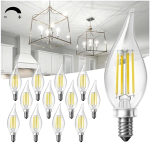 Chandelier Light Bulbs, Candelabra Light Bulbs 40 Watt Equivalent E12 LED Bulb Dimmable, 5000K Daylight White, 4.5W 400LM, Flame Tip Vintage Candle Light Bulb, 12 Pack Chandelier Light Bulbs, Candelabra Light Bulbs 40 Watt Equivalent E12 LED Bulb Dimmable, 5000K Daylight White, 4.5W 400LM, Flame Tip Vintage Candle Light Bulb, 12 Pack