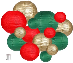 Round Hanging Paper Lanterns Christmas Party Decorations 15pcs Paper Lanterns Party Decorations for Christmas, Graduation, Anniversary, Birthday Party Supplies Green/Red/Gold Round Hanging Paper Lanterns Christmas Party Decorations 15pcs Paper Lanterns Party Decorations for Christmas, Graduation, Anniversary, Birthday Party Supplies Green/Red/Gold