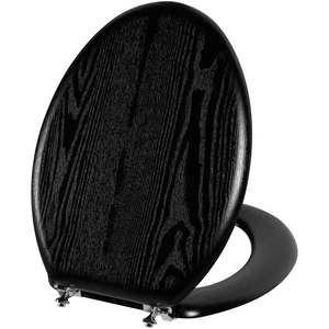 Durable Wood Veneer Elongated Toilet Seat Metal Hinges Easy Clean(Elongated, Black) Durable Wood Veneer Elongated Toilet Seat Metal Hinges Easy Clean(Elongated, Black)