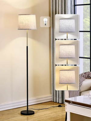 60" Modern Floor Lamp with Linen Shade, 3 Color LED Bulb & Foot Switch Standing Lamp with Dimmable A19 9W 3 Color Temperature Bulb, Tall Lamp for Living Room, Bedroom, Office, Corner, Black Gold 60" Modern Floor Lamp with Linen Shade, 3 Color LED Bulb & Foot Switch Standing Lamp with Dimmable A19 9W 3 Color Temperature Bulb, Tall Lamp for Living Room, Bedroom, Office, Corner, Black Gold