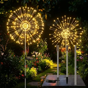 6-Pack Solar Firework Lights for Outside Waterproof Garden Fairy Lights Adjustable 32"-51" tall, 200 LED stainless steel stake starburst lights with 8 modes for pathway patio decorations 6-Pack Solar Firework Lights for Outside Waterproof Garden Fairy Lights Adjustable 32"-51" tall, 200 LED stainless steel stake starburst lights with 8 modes for pathway patio decorations