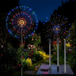 4-Pack Solar Firework Lights for Outside Waterproof Garden Fairy Lights Adjustable 32"-51" tall, 200 LED stainless steel stake starburst lights with 8 modes for pathway patio decorations 4-Pack Solar Firework Lights for Outside Waterproof Garden Fairy Lights Adjustable 32"-51" tall, 200 LED stainless steel stake starburst lights with 8 modes for pathway patio decorations