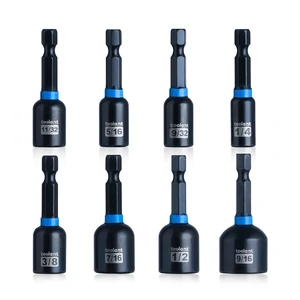 Magnetic Nut Driver Set, SAE, 8-Piece Eight SAE nut drivers, 1/4 to 9/16-inch range, magnetic retention, 1/4-inch quick-change shank, storage rail Magnetic Nut Driver Set, SAE, 8-Piece Eight SAE nut drivers, 1/4 to 9/16-inch range, magnetic retention, 1/4-inch quick-change shank, storage rail