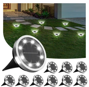 10Pack Solar Ground Lights Outdoor, 8 LED, IP65 Waterproof, Cold White 600mAh Ni-MH battery, 8-10h runtime, stainless steel, ABS and PP body, solar garden lights for pathways, lawns and driveways 10Pack Solar Ground Lights Outdoor, 8 LED, IP65 Waterproof, Cold White 600mAh Ni-MH battery, 8-10h runtime, stainless steel, ABS and PP body, solar garden lights for pathways, lawns and driveways