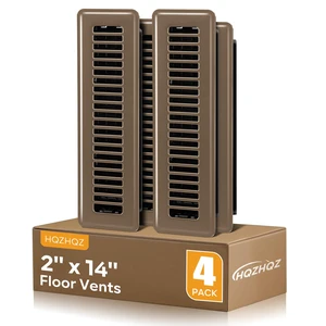 Floor Register 2x14, 4 Pack Floor Vent Covers for Home Floor Heavy Duty Steel Walkable Floor Vents Air Vent Covers for Sidewall and Floor, Brown Floor Register 2x14, 4 Pack Floor Vent Covers for Home Floor Heavy Duty Steel Walkable Floor Vents Air Vent Covers for Sidewall and Floor, Brown