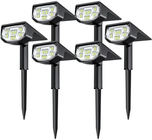 Solar Spot Lights Outdoor, Solar Lights Outdoor Waterproof IP68/30 LED/2 Modes,Solar Powered Spotlights,Landscape Lighting for Yard and Garden, Cool White,6 Pack Solar Spot Lights Outdoor, Solar Lights Outdoor Waterproof IP68/30 LED/2 Modes,Solar Powered Spotlights,Landscape Lighting for Yard and Garden, Cool White,6 Pack
