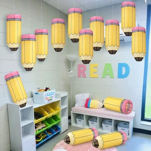 12 Pcs Pencil Hanging Paper Lanterns Classroom Decoration Back to School, Cute Classroom Decor, Kindergarten Preschool Art School Ceiling Decor, First Day of School, Easy to Assemble 12 Pcs Pencil Hanging Paper Lanterns Classroom Decoration Back to School, Cute Classroom Decor, Kindergarten Preschool Art School Ceiling Decor, First Day of School, Easy to Assemble