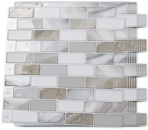 10-Pack Marble Peel and Stick Backsplash, 12 x 12 in, Beige & White Strong Adhesion, Lightweight, Cuttable, Waterproof, Fadeless, Crack Resistant, for Kitchen, Bedroom, Ideal for Recently Moved 10-Pack Marble Peel and Stick Backsplash, 12 x 12 in, Beige & White Strong Adhesion, Lightweight, Cuttable, Waterproof, Fadeless, Crack Resistant, for Kitchen, Bedroom, Ideal for Recently Moved