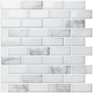 10-Pack Peel and Stick Stone Backsplash Tile, 12" x 12", White Marble Strong Adhesion, Lightweight, Cuttable, Waterproof, Fadeless, Crack Resistant, for Kitchen, Bedroom, Ideal for Recently Moved 10-Pack Peel and Stick Stone Backsplash Tile, 12" x 12", White Marble Strong Adhesion, Lightweight, Cuttable, Waterproof, Fadeless, Crack Resistant, for Kitchen, Bedroom, Ideal for Recently Moved