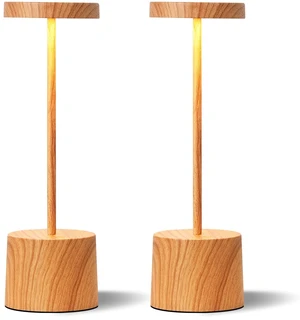 Wooden Rechargeable Cordless Lamp - Touch Control, 3 Color Temperature, LED Outdoor Wireless Lamp, Battery Operated Lamps, Stepless Dimmable, Set of 2 Wooden Rechargeable Cordless Lamp - Touch Control, 3 Color Temperature, LED Outdoor Wireless Lamp, Battery Operated Lamps, Stepless Dimmable, Set of 2