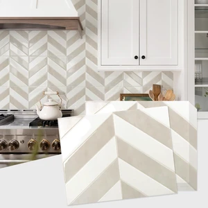 Herringbone Peel and Stick Backsplash, White & Beige, 10 Sheets 12.6 x 9.7 in, Thicker Rectangular Vinyl Stick-On Wall Tiles, Easy Alignment, Waterproof, Easy to Clean, Kitchen/Bathroom Herringbone Peel and Stick Backsplash, White & Beige, 10 Sheets 12.6 x 9.7 in, Thicker Rectangular Vinyl Stick-On Wall Tiles, Easy Alignment, Waterproof, Easy to Clean, Kitchen/Bathroom