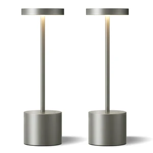 Grey Rechargeable Cordless Lamp - Touch Control, 3 Color Temperature, Wireless Battery Operated Lamps, Stepless Dimmable, Set of 2 Grey Rechargeable Cordless Lamp - Touch Control, 3 Color Temperature, Wireless Battery Operated Lamps, Stepless Dimmable, Set of 2