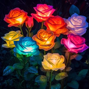 Solar Flowers Lights Outdoor Waterproof: 8 Pack Garden Yard Decorations 7 Color Changing, Artificial Roses, IP65 Waterproof, Easy to Install, Auto On/Off, 800mah Battery Lasts 12hrs, No Wiring Solar Flowers Lights Outdoor Waterproof: 8 Pack Garden Yard Decorations 7 Color Changing, Artificial Roses, IP65 Waterproof, Easy to Install, Auto On/Off, 800mah Battery Lasts 12hrs, No Wiring
