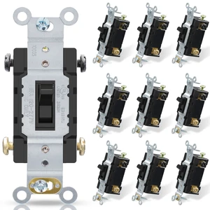 4-Way Toggle Light Switch - 15A, 120-277V, Quiet Toggle Framed AC Switch - In-Wall On/Off, Self-Grounding, Residential/Commercial Grade, UL Listed (10 Pack, Glossy Black) 4-Way Toggle Light Switch - 15A, 120-277V, Quiet Toggle Framed AC Switch - In-Wall On/Off, Self-Grounding, Residential/Commercial Grade, UL Listed (10 Pack, Glossy Black)
