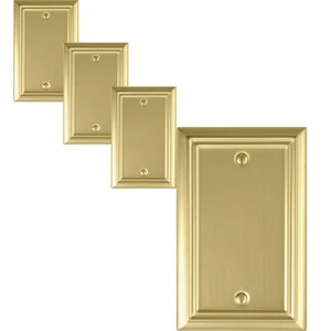Single Blank Light Switch Cover Adler Metal Wall Plate, 4-Pack Brushed Brass 1 Gang, for Light Switch Cover Outlet Cover Decorative Wallplate, Durable Single Blank Light Switch Cover Adler Metal Wall Plate, 4-Pack Brushed Brass 1 Gang, for Light Switch Cover Outlet Cover Decorative Wallplate, Durable
