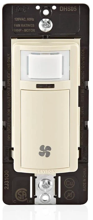 Humidity Sensor Switch for Bathroom Exhaust Fan, Automate Ventilation, Air Circulation, Moisture Control, ¼ HP, Single Pole, DHS05-1LT, Light Almond Humidity Sensor Switch for Bathroom Exhaust Fan, Automate Ventilation, Air Circulation, Moisture Control, ¼ HP, Single Pole, DHS05-1LT, Light Almond
