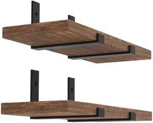 Shelf Bracket, Heavy Duty Floating Shelf Brackets 12-Inch Long, 4-Pack Brackets for Shelves, Black Coated J Shape Metal Wall Shelf Support Brackets with 1/5-Inch Thick and 160 lb. Load Capacity Shelf Bracket, Heavy Duty Floating Shelf Brackets 12-Inch Long, 4-Pack Brackets for Shelves, Black Coated J Shape Metal Wall Shelf Support Brackets with 1/5-Inch Thick and 160 lb. Load Capacity