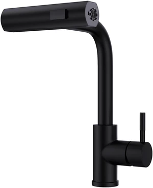 Kitchen Faucet with Pull Down Sprayer Waterfall Design Matte Black Finish, Modern Single Handle, SUS 304 Steel, 3 Spray Modes, 360 Degree Swivel, Lead-Free Kitchen Faucet with Pull Down Sprayer Waterfall Design Matte Black Finish, Modern Single Handle, SUS 304 Steel, 3 Spray Modes, 360 Degree Swivel, Lead-Free