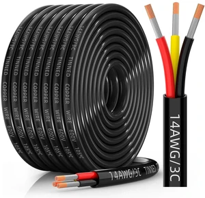 14 Gauge Wire, 14/3 Conductor Tinned Copper Electrical Wire, 30FT Flexible, Waterproof & Flame-Retardant Low-Voltage 14 AWG 3 Wire Cable with PVC Jacket for Automotive, RV, Marine, LED Strip 14 Gauge Wire, 14/3 Conductor Tinned Copper Electrical Wire, 30FT Flexible, Waterproof & Flame-Retardant Low-Voltage 14 AWG 3 Wire Cable with PVC Jacket for Automotive, RV, Marine, LED Strip