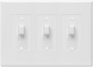 2673W 3-Gang MASQUE Decorator Cover, Toggle, White Polycarbonate, No Rewire Required, Toggle Switch Cover, Includes Matching Screws, Unbreakable Design, Commercial Use 2673W 3-Gang MASQUE Decorator Cover, Toggle, White Polycarbonate, No Rewire Required, Toggle Switch Cover, Includes Matching Screws, Unbreakable Design, Commercial Use