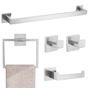 Brushed 5-Piece Bathroom Hardware Accessories Set-Towel Bar & Holder Racks for Bathroom,SUS304 Stainless Steel,Wall Mounted,23.6-Inch Brushed 5-Piece Bathroom Hardware Accessories Set-Towel Bar & Holder Racks for Bathroom,SUS304 Stainless Steel,Wall Mounted,23.6-Inch