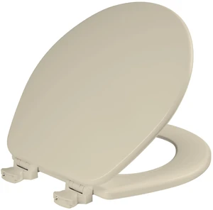 CHURCH Toilet Seat, Easy Clean Hinges Release for Deep Cleans, Durable Enameled Wood Seat, Round, Bone CHURCH Toilet Seat, Easy Clean Hinges Release for Deep Cleans, Durable Enameled Wood Seat, Round, Bone