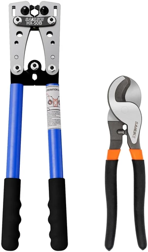 Battery Cable Lug Crimping Tool AWG 10-1/0 & Heavy Duty Wire Cutter Terminal Crimper AWG 10 8 6 4 2 1/0 for Wire Connectors, Copper Lug Crimping Tool for Electrical Wiring/Marine/RV Cable Battery Cable Lug Crimping Tool AWG 10-1/0 & Heavy Duty Wire Cutter Terminal Crimper AWG 10 8 6 4 2 1/0 for Wire Connectors, Copper Lug Crimping Tool for Electrical Wiring/Marine/RV Cable