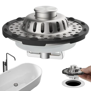 Universal Bathtub Drain Stopper All Metal Top Hair Catcher, Brushed Nickel Shower Drain Tub Stopper with Stainless Steel Visible Filter Basket, Upgraded 3 in 1 Pop-up Drain Plug for 1.5 to 2.4" Hole Universal Bathtub Drain Stopper All Metal Top Hair Catcher, Brushed Nickel Shower Drain Tub Stopper with Stainless Steel Visible Filter Basket, Upgraded 3 in 1 Pop-up Drain Plug for 1.5 to 2.4" Hole