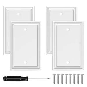 White Modern Decorative Blank Wall Plate Light Switch Cover Blank Outlet Covers Switch Plates, Bamboo Fiber Material 1 Gang Blank Wall Plates for Kitchen Bathroom White Modern Decorative Blank Wall Plate Light Switch Cover Blank Outlet Covers Switch Plates, Bamboo Fiber Material 1 Gang Blank Wall Plates for Kitchen Bathroom