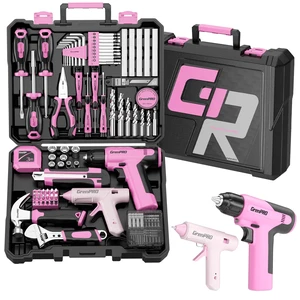 188PCS Pink Cordless Drill Tool Set For Women Tool Kit For Home Box All-In-One Basic Household Tool Box, Glue Gun Accessories DIY, CR-V Steel, Sturdy Storage Case Auto Repair Kit For Men 188PCS Pink Cordless Drill Tool Set For Women Tool Kit For Home Box All-In-One Basic Household Tool Box, Glue Gun Accessories DIY, CR-V Steel, Sturdy Storage Case Auto Repair Kit For Men