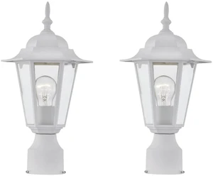 2 Packs Outdoor Post Light, Pole Lantern, E26 Base 60W Max, Aluminum Housing Plus Glass, Wet Location Rated, ETL Qualified, Bulbs not Included, White 2 Packs Outdoor Post Light, Pole Lantern, E26 Base 60W Max, Aluminum Housing Plus Glass, Wet Location Rated, ETL Qualified, Bulbs not Included, White